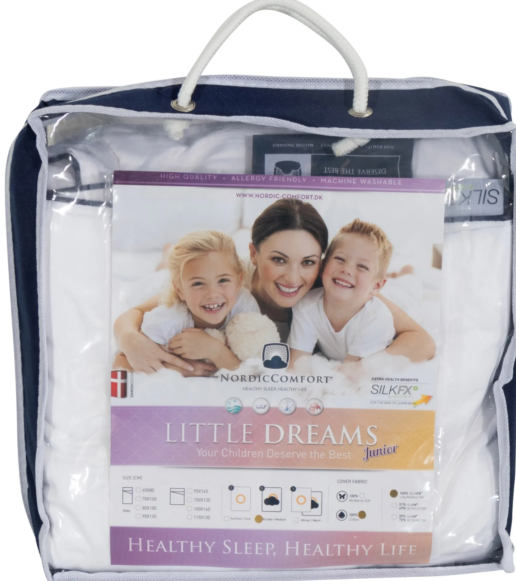 Junior silkedyne - Helårs juniordyne - 100% mulberry silke - 100x140 cm - Nordic Comfort