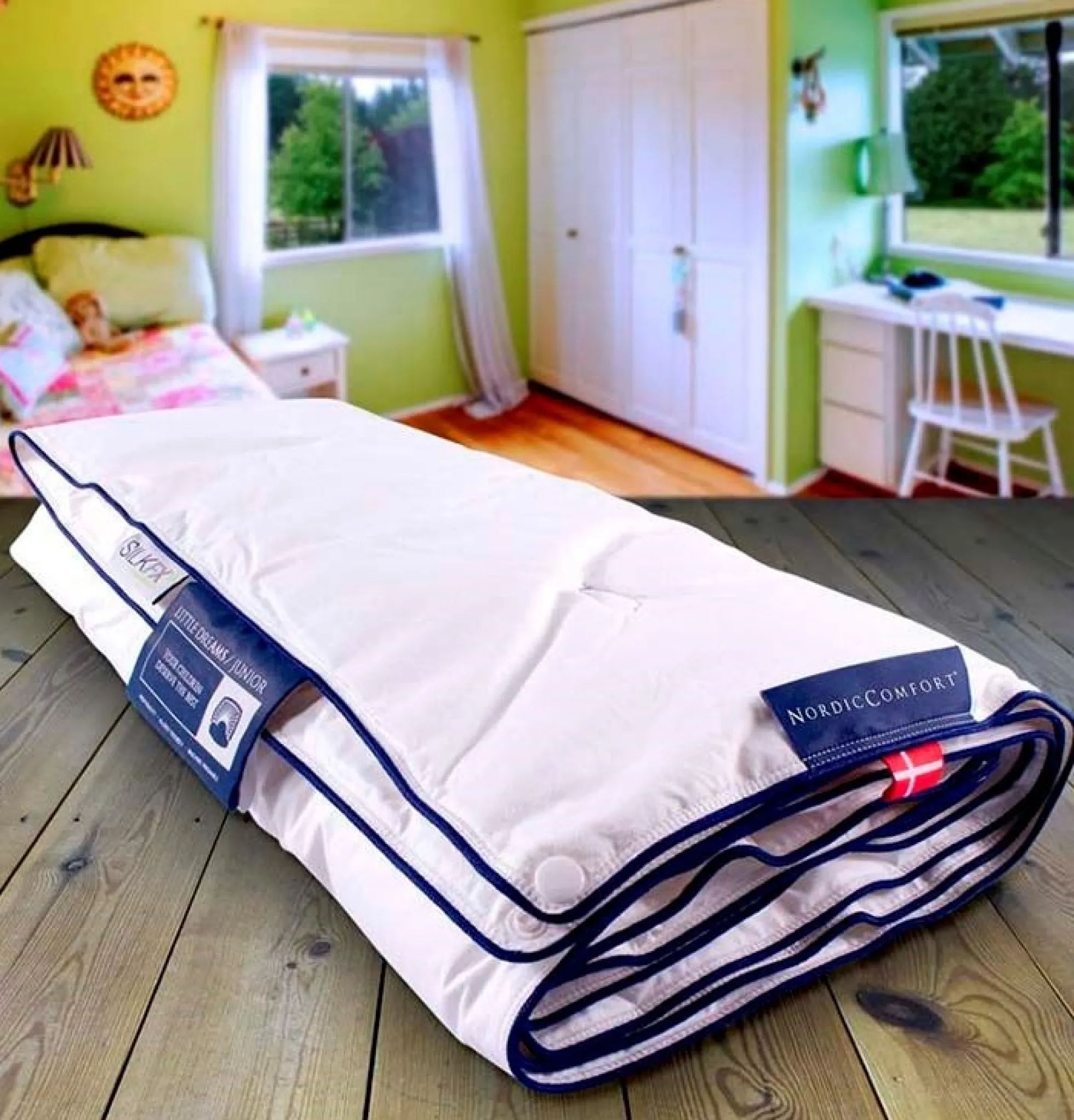 Junior silkedyne - Helårs lun - 100% silkefyld - 115x130 cm - Nordic Comfort