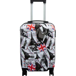 Kabine kuffert - Hardcase letvægt kuffert - Trolley med motiv - London og Paris