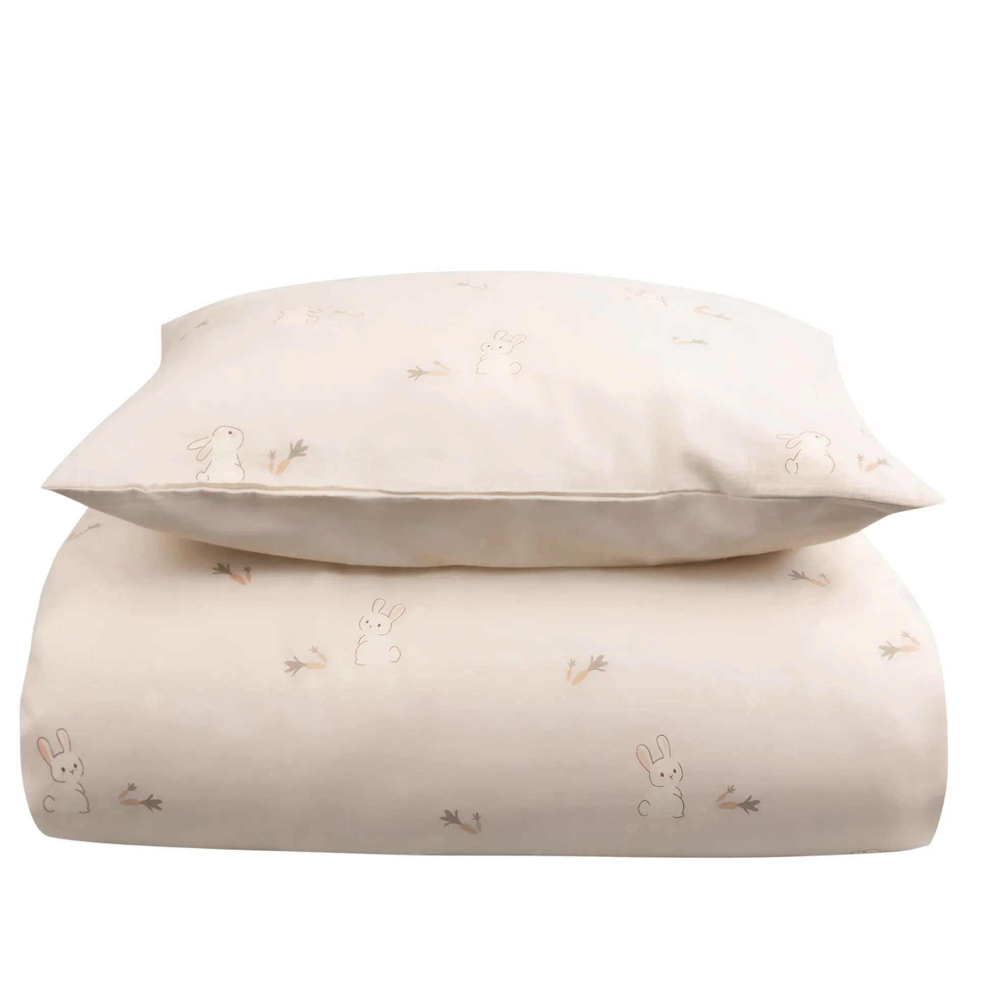 Kanin sengetøj - 100% bomuld - Baby sengetøj 70x100 cm - Beige