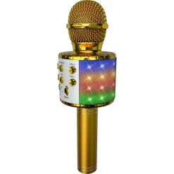 Karaokemikrofon med Bluetooth, højttaler og LED-lys - Guld