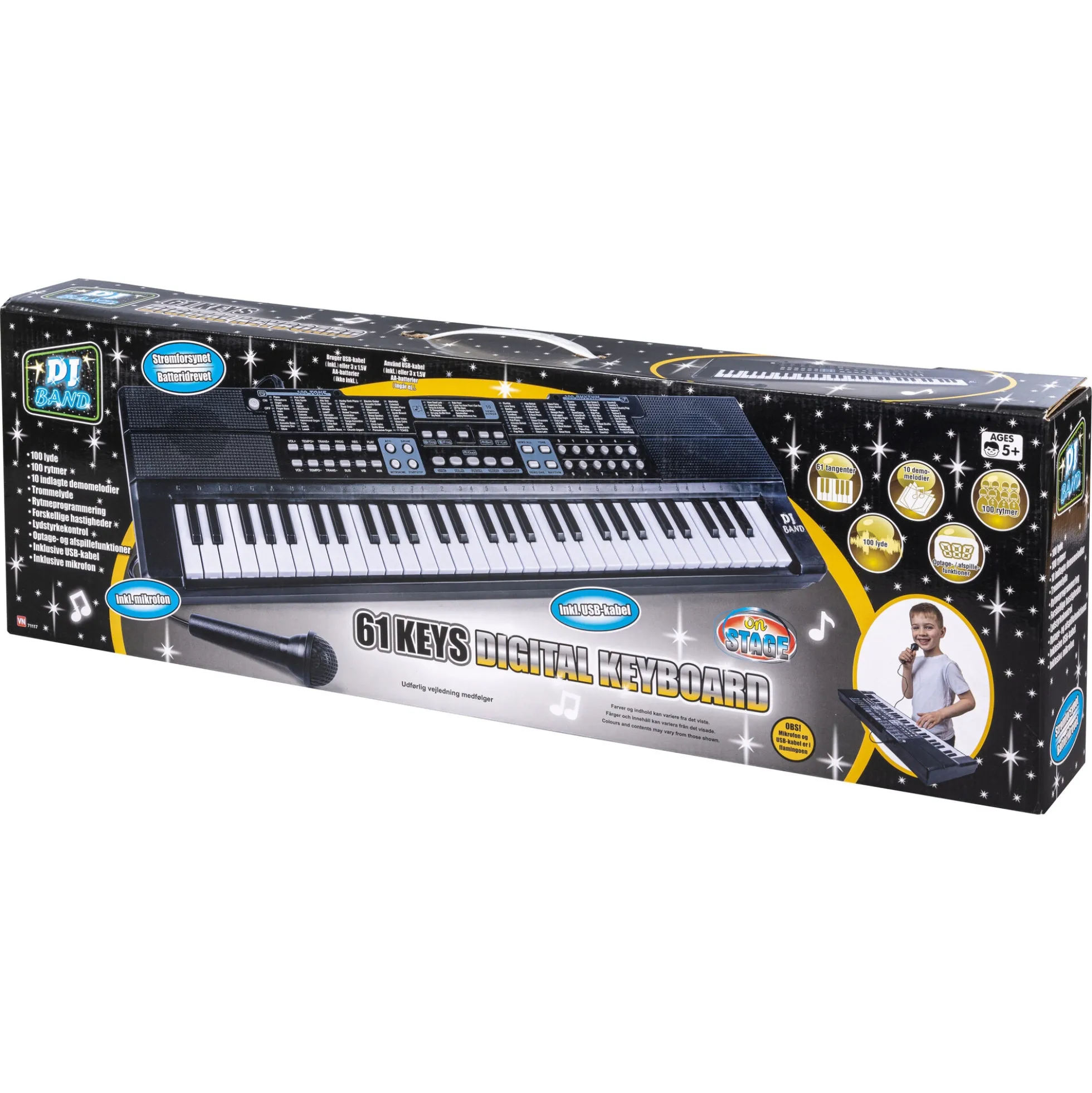 Keyboard til børn med mikrofon, lyde og rytmer - 61 tangenter