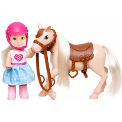 Kiki dukke med brun hest - 11 cm