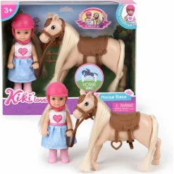 Kiki dukke med brun hest - 11 cm