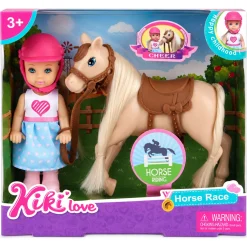Kiki dukke med brun hest - 11 cm