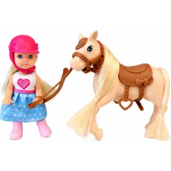 Kiki dukke med brun hest - 11 cm