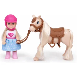 Kiki dukke med brun hest - 11 cm