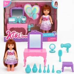 Kiki dukke med makeupbord og tilbehør - 11 cm