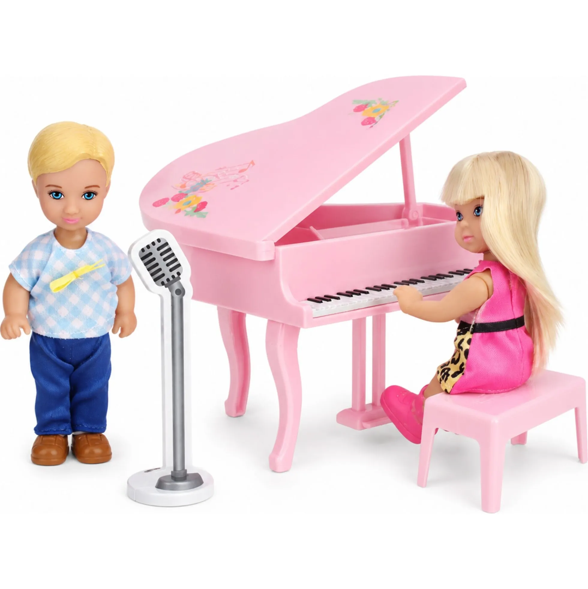 Kiki dukker med piano og mikrofon - 11 cm