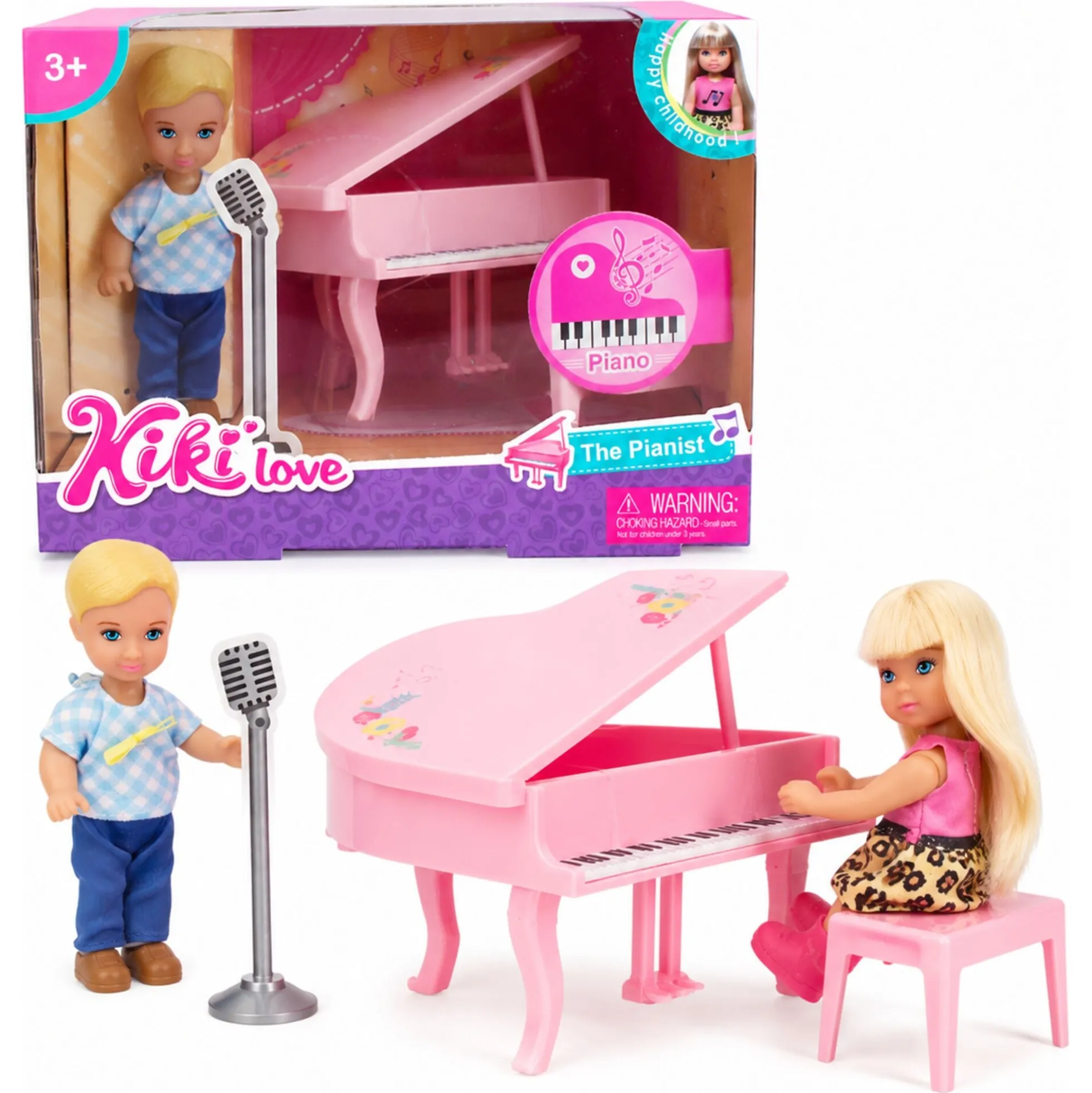 Kiki dukker med piano og mikrofon - 11 cm