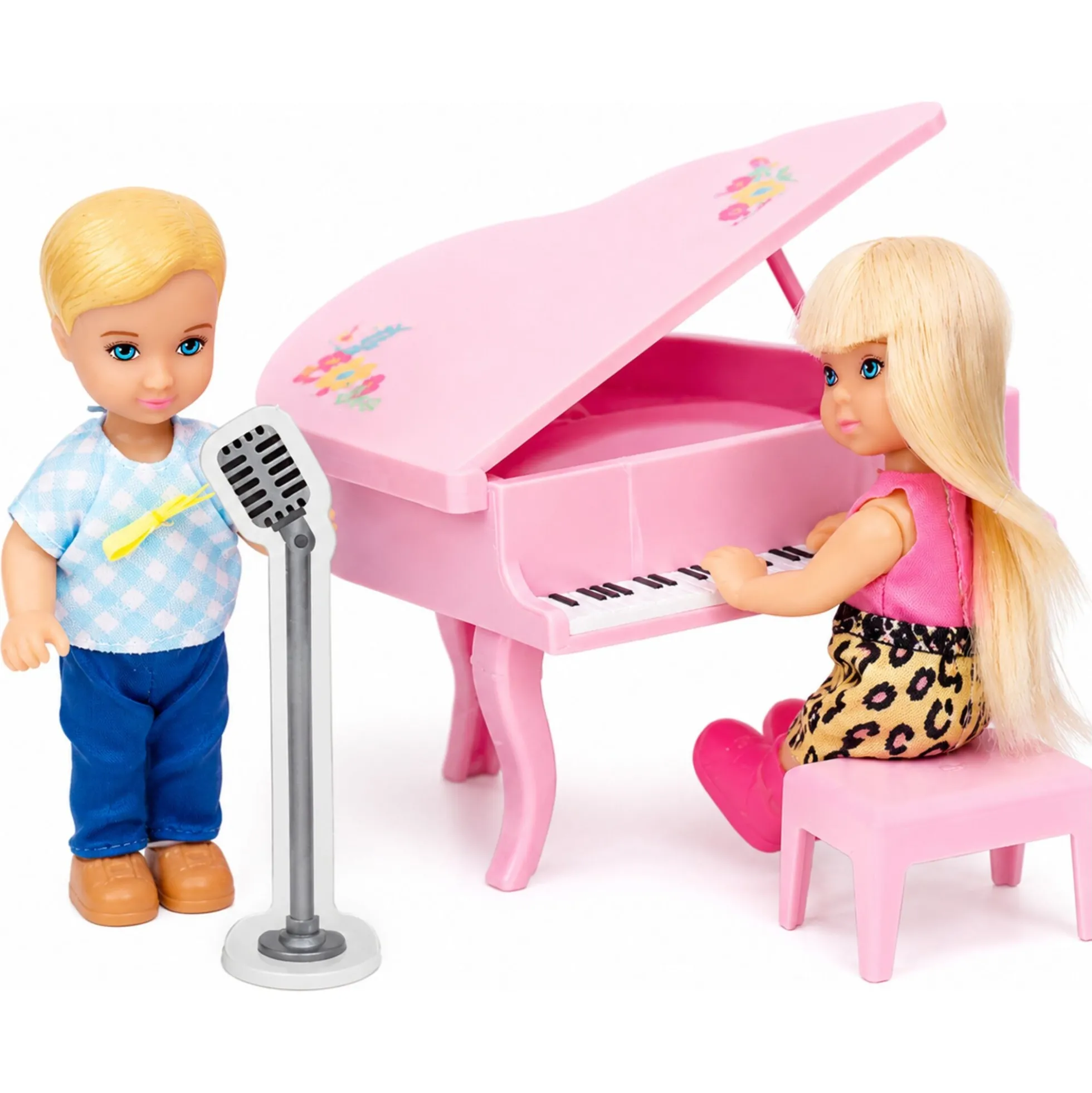 Kiki dukker med piano og mikrofon - 11 cm