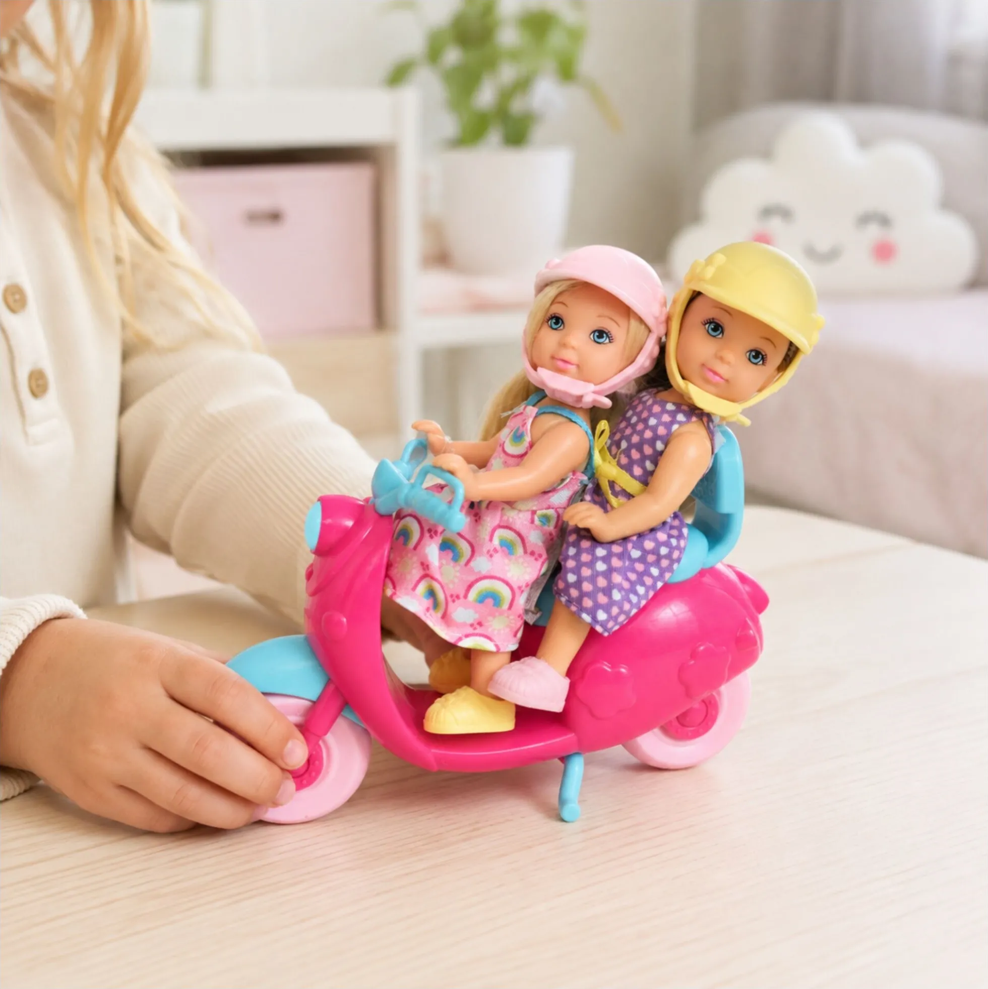 Kiki dukker med pink motorcykel - 11 cm
