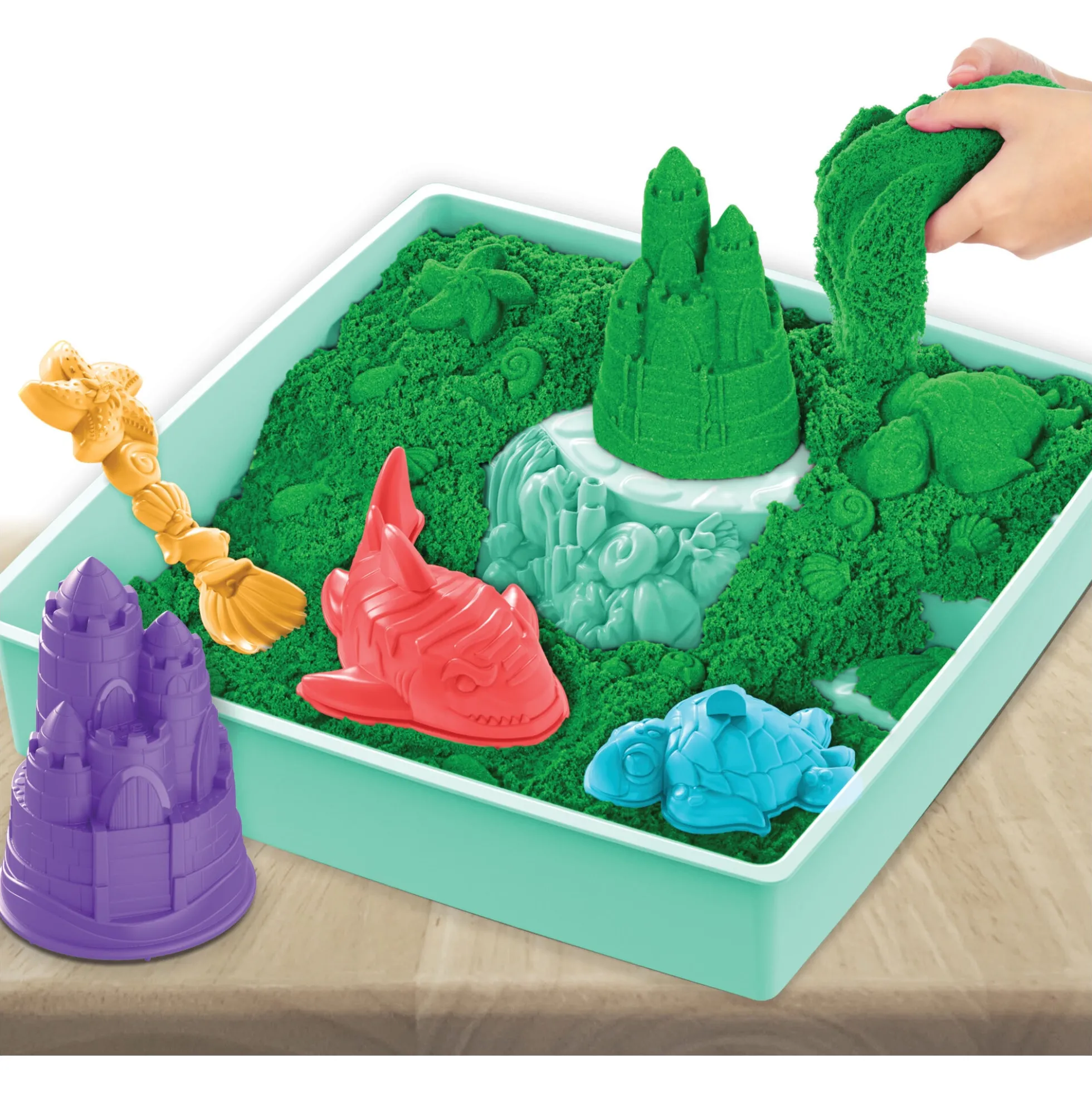 Kinetic Sand sandkassesæt grøn – 450 g