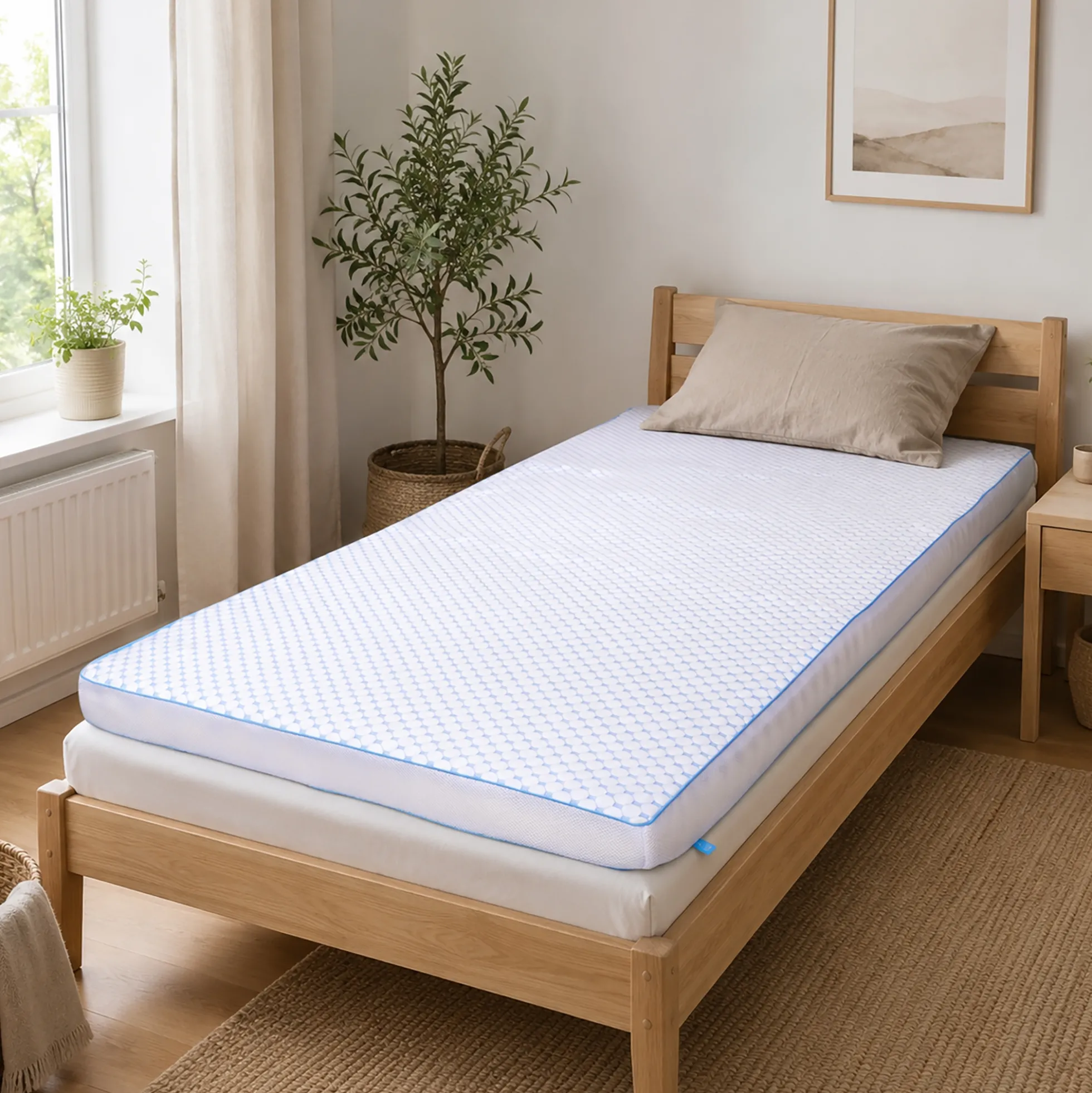 Kølende H-split topmadras - 180x210 cm - 7 zoner - Luksus memoryskum topmadras 8 cm høj - SLEEP TECH By Borg