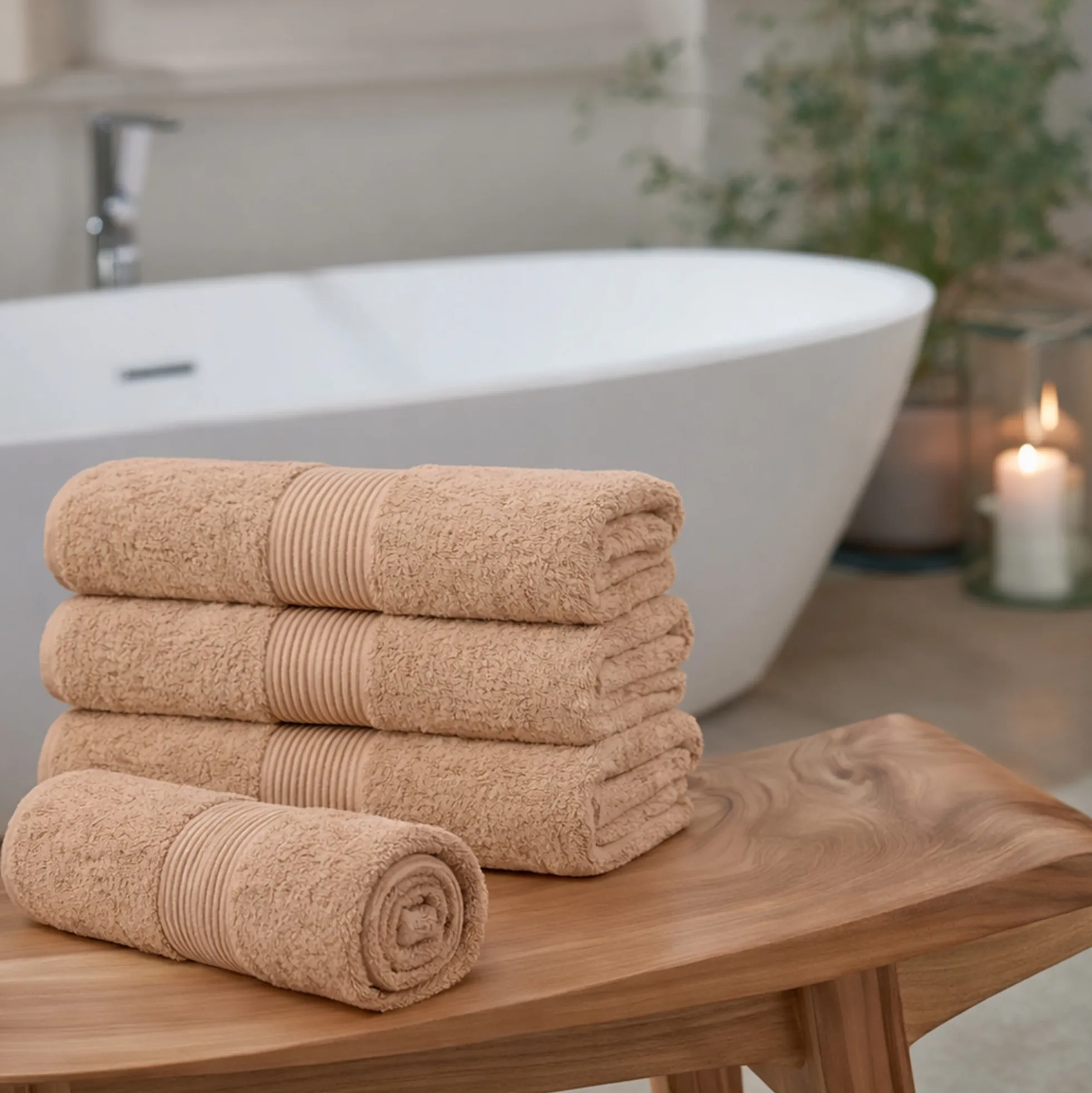 Økologisk håndklæde - 100% GOTS-certificeret bomuld - Gæstehåndklæde 40x60 cm - Sand