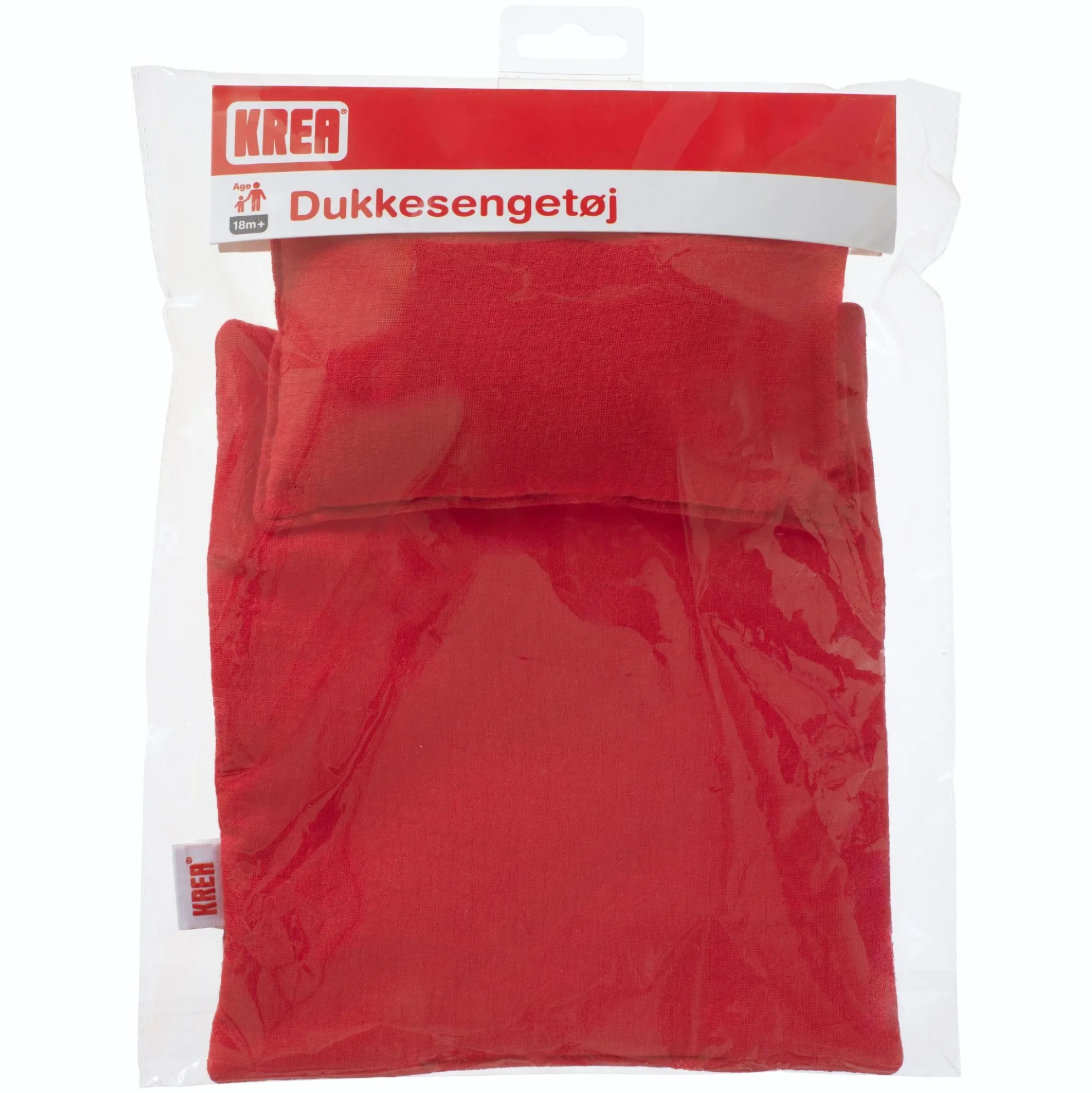 KREA dukke sengetøj 20x23 cm - Ensfarvet rød