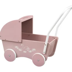 KREA dukkevogn 42x22x44 cm - Rosa med svanemotiv