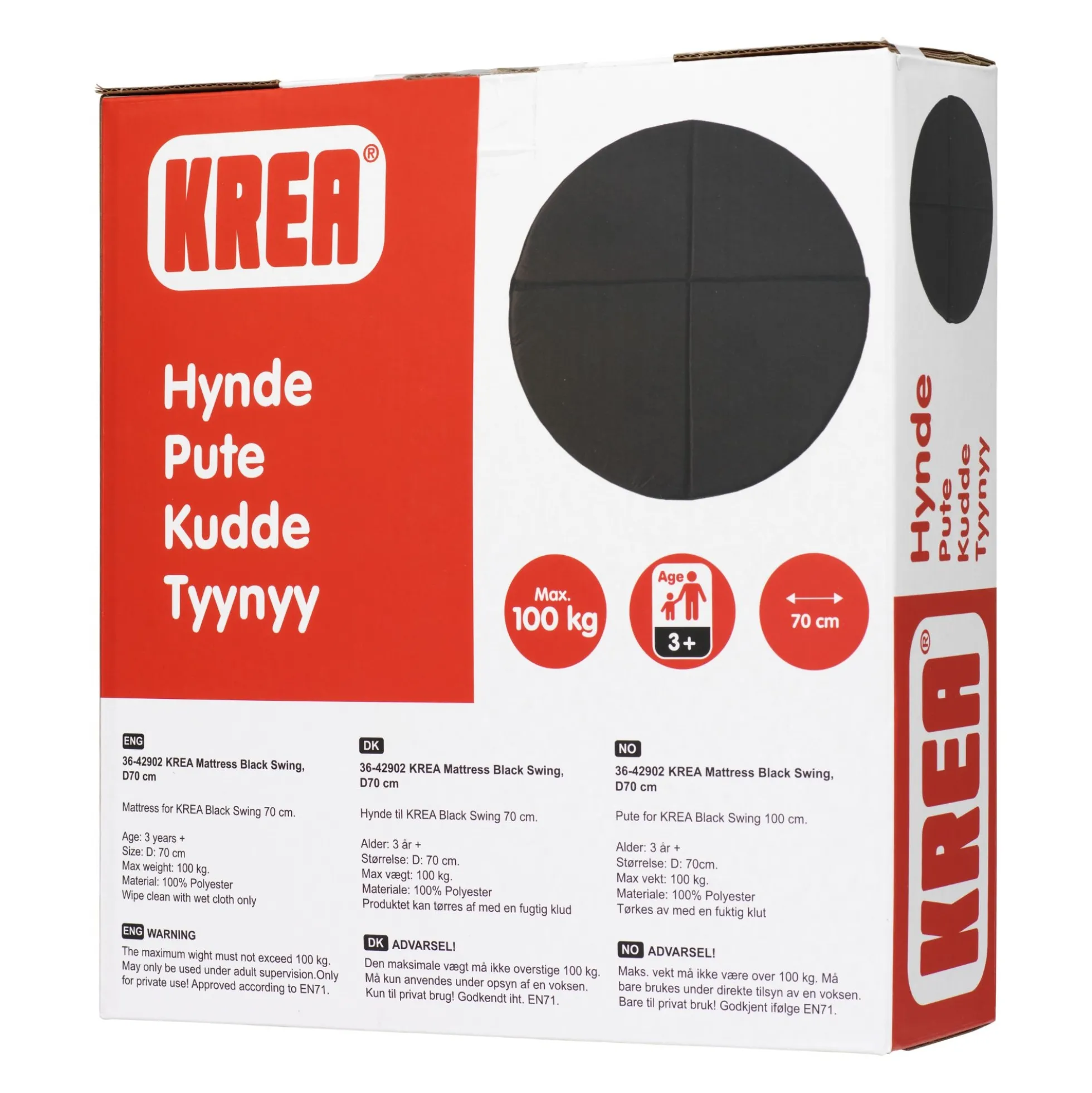 KREA madras til sansegynge Ø70 cm - Sort