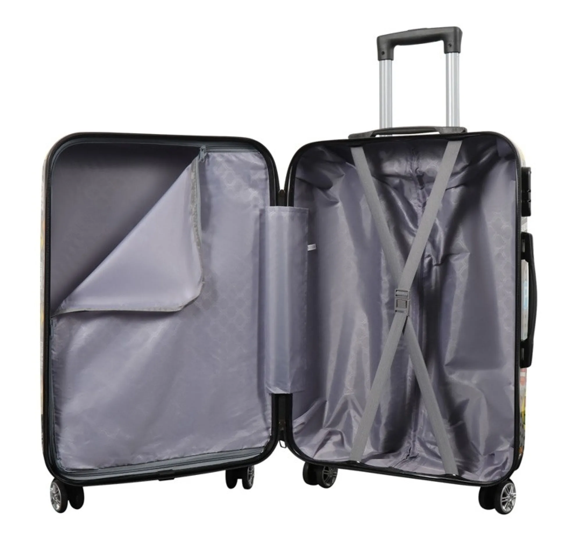 Kuffert - Hardcase kuffert - Str. Medium - Kuffert med motiv - New York city - Black - Eksklusiv letvægt rejsekuffert
