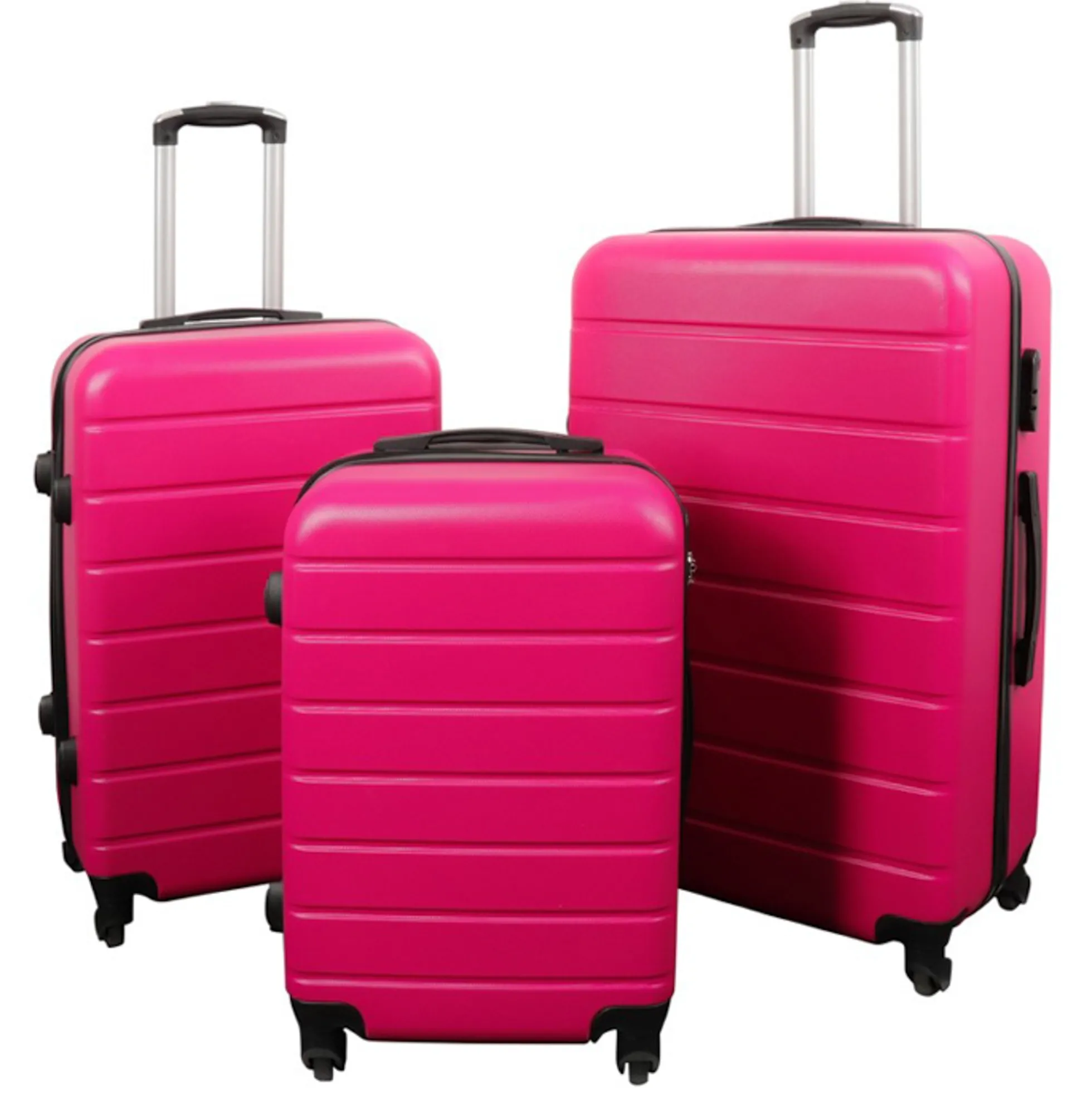 Kuffertsæt - 3 Stk. - Eksklusivt hardcase billige kufferter - Pink med striber