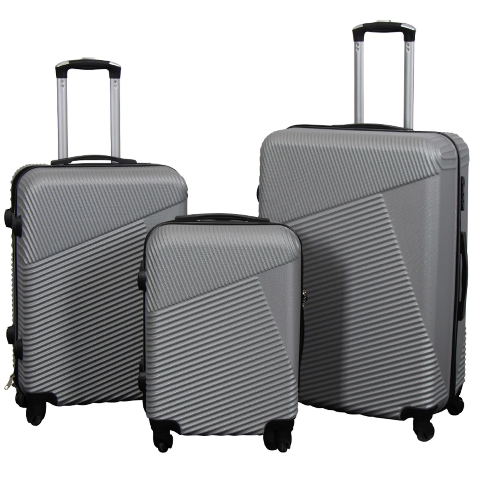 Kuffertsæt - 3 stk. - Hardcase rejsekufferter - Silver lines - Letvægts kufferter