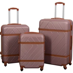 Kuffertsæt - 3 stk. - Hardcase rejsekufferter - Retro rosa - Letvægts kufferter