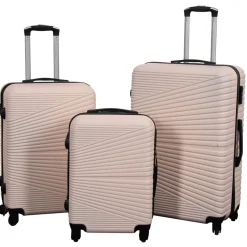 Kuffertsæt - 3 stk. - Hardcase rejsekufferter - Nordic nude - Letvægts kufferter