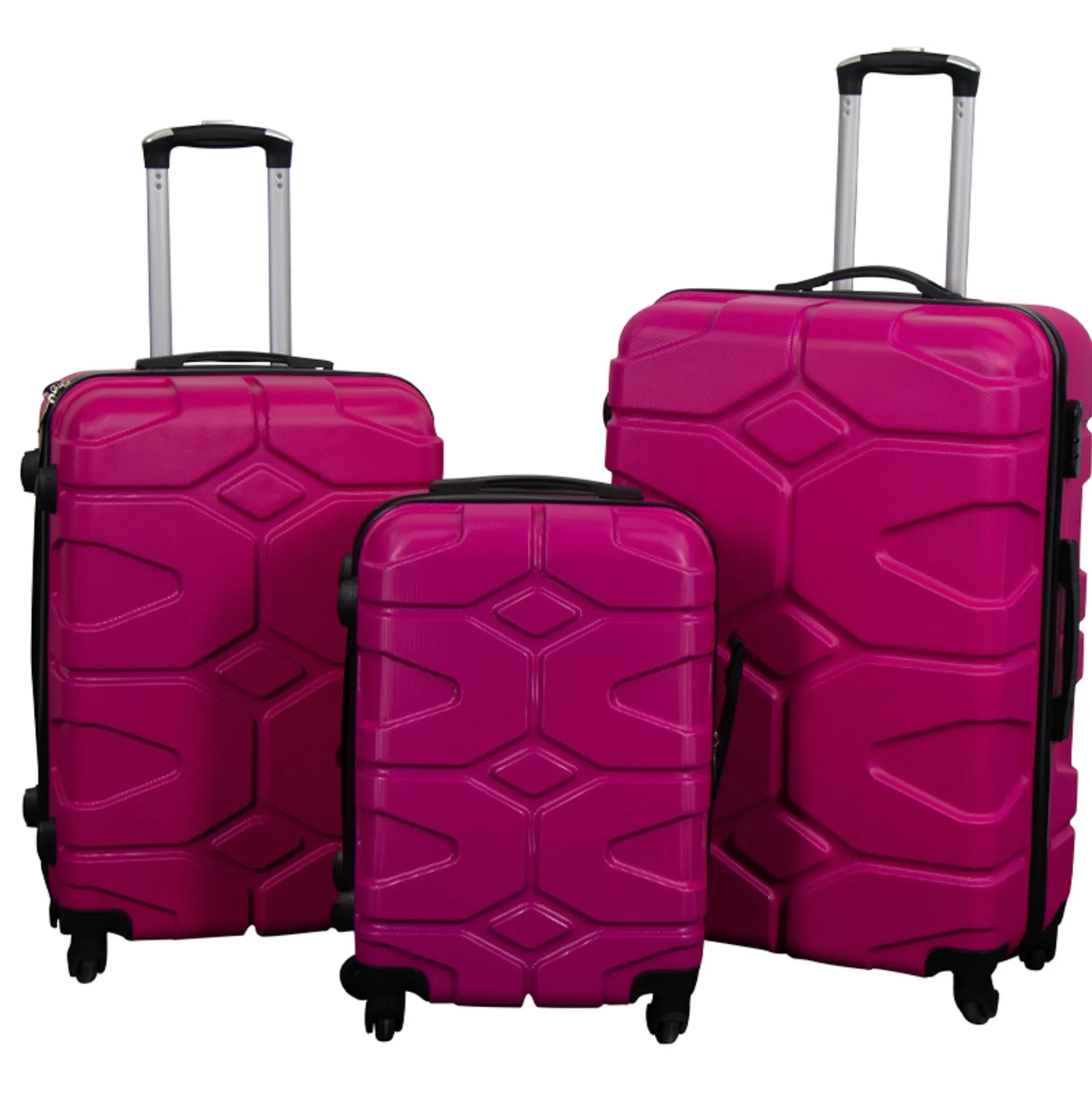 Kuffertsæt - 3 stk. - Hardcase rejsekufferter - Military Pink - Letvægts kufferter