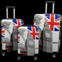 Kuffertsæt - 3 Stk. - Kuffert med motiv - City of london - Hardcase letvægt kuffert med 4 hjul