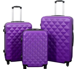 Kuffert tilbud - Sæt 3 stk. - Eksklusivt hardcase kuffertsæt tilbud - Diamant lilla