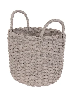 Kurv til opbevaring - 20x20 cm - Grå fletkurv af papir - Praktisk og dekorativ