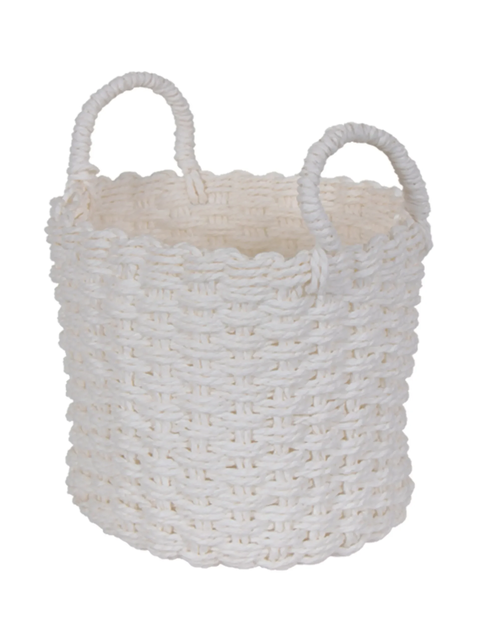 Kurv til opbevaring - 20x20 cm - Hvid fletkurv af papir - Praktisk og dekorativ