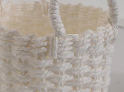 Kurv til opbevaring - 20x20 cm - Hvid fletkurv af papir - Praktisk og dekorativ