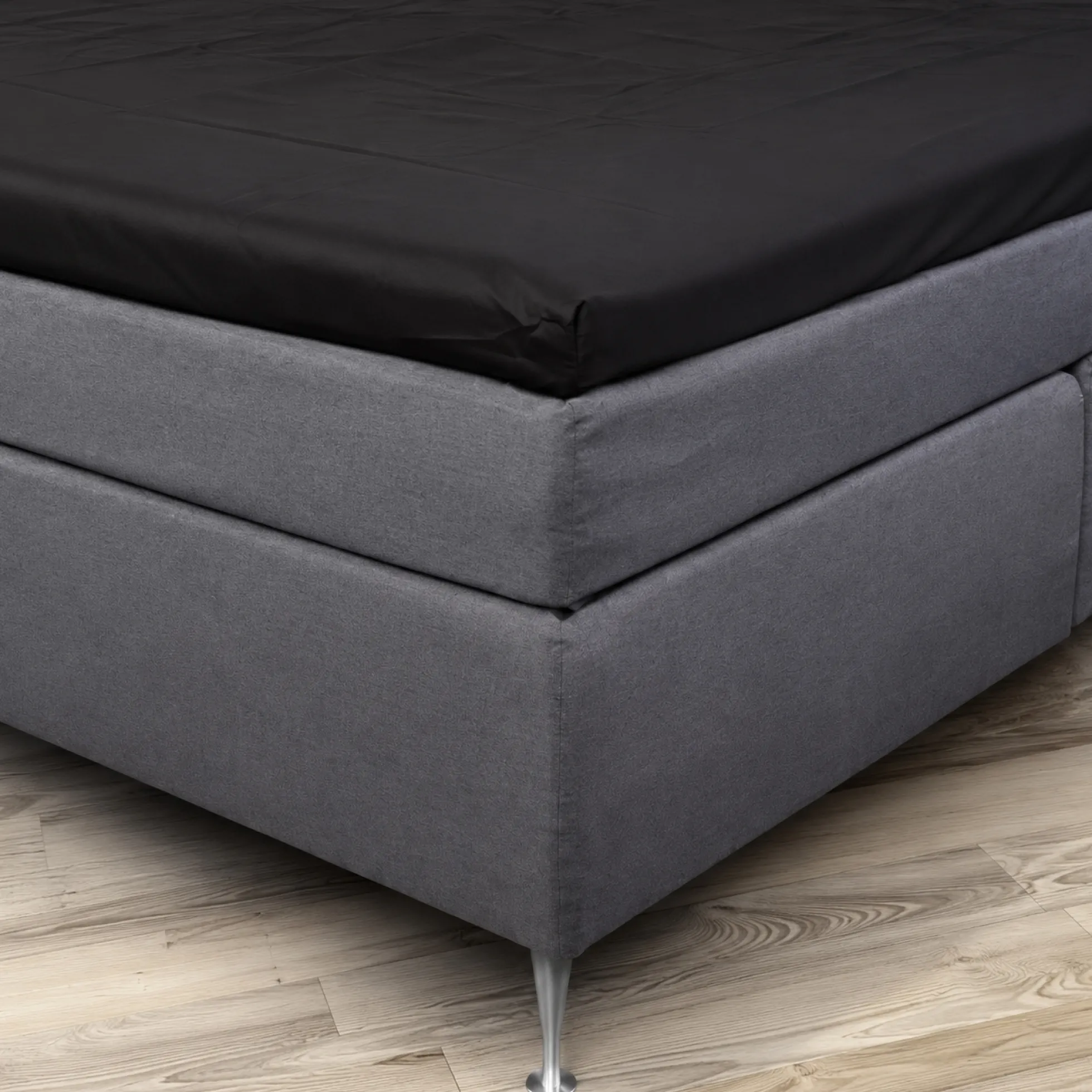 Kuvertlagen 180x200 cm - 100% blød bomuld - Højde 8 cm - Sort lagen til topmadras by Nordstrand Home