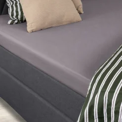 Kuvertlagen 180x200 cm - 100% blød bomuld - Højde 8 cm - Antracit gråt lagen til topmadras by Nordstrand Home