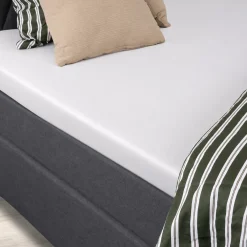Kuvertlagen 90x200x8 cm - 100% Økologisk bomuldssatin - Hvid - GOTS certificeret lagen til topmadras
