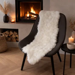 Lammeskind - 60x180 cm - Hvidt - Imiteret lammeskind til boligen