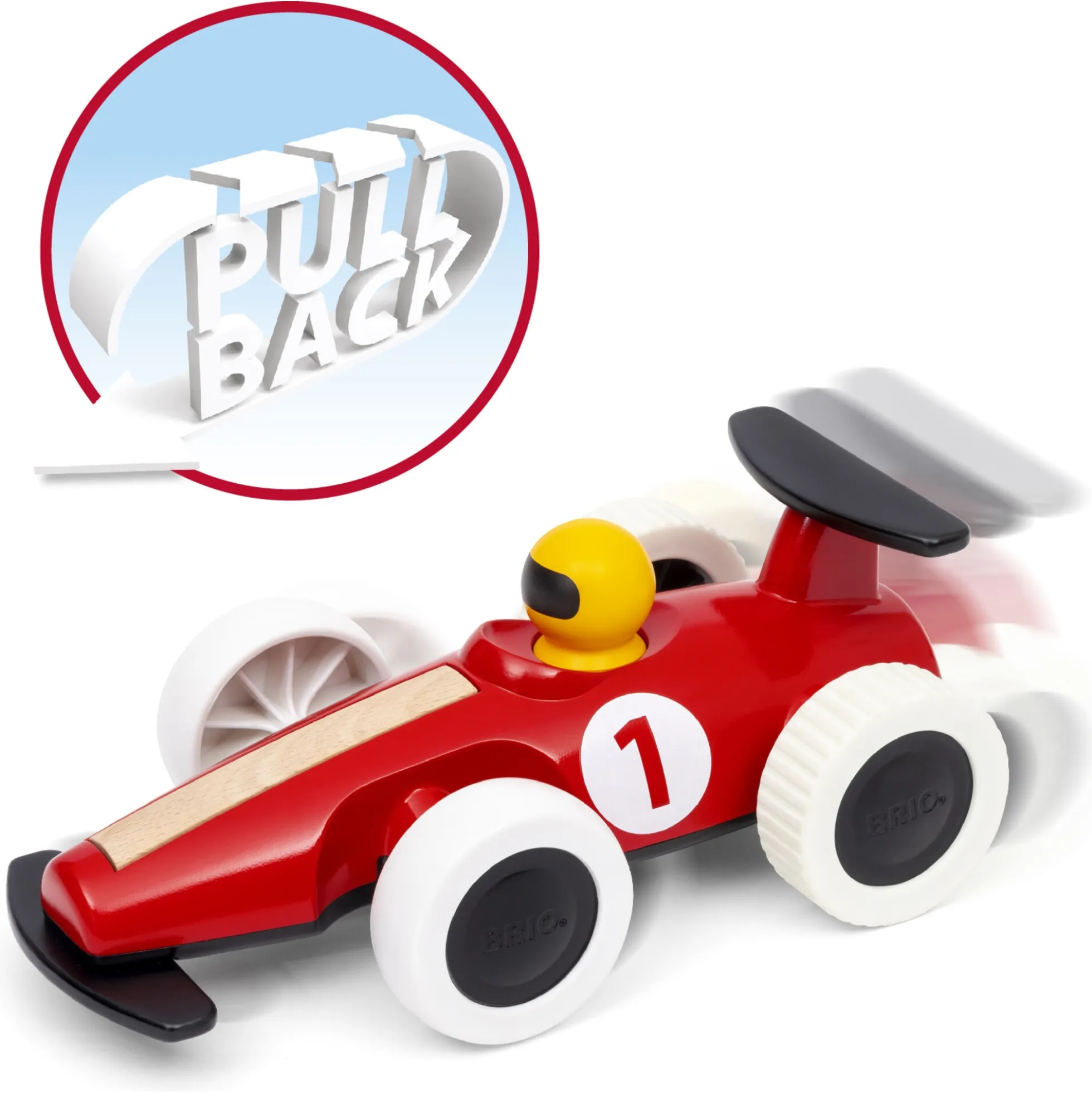 Large Pull Back Race Car - BRIO-klassiker i træ - 30308