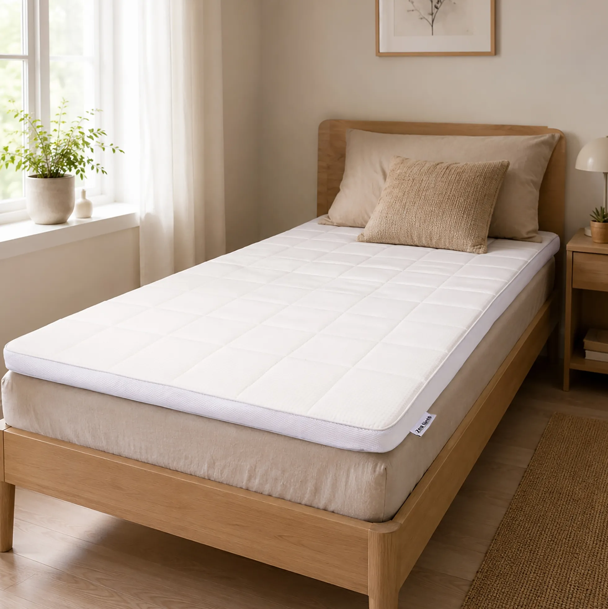 Latex U-split topmadras - 180x200 cm - 5 cm høj - Latex & naturlatex - Zen sleep topmadras til elevationsseng