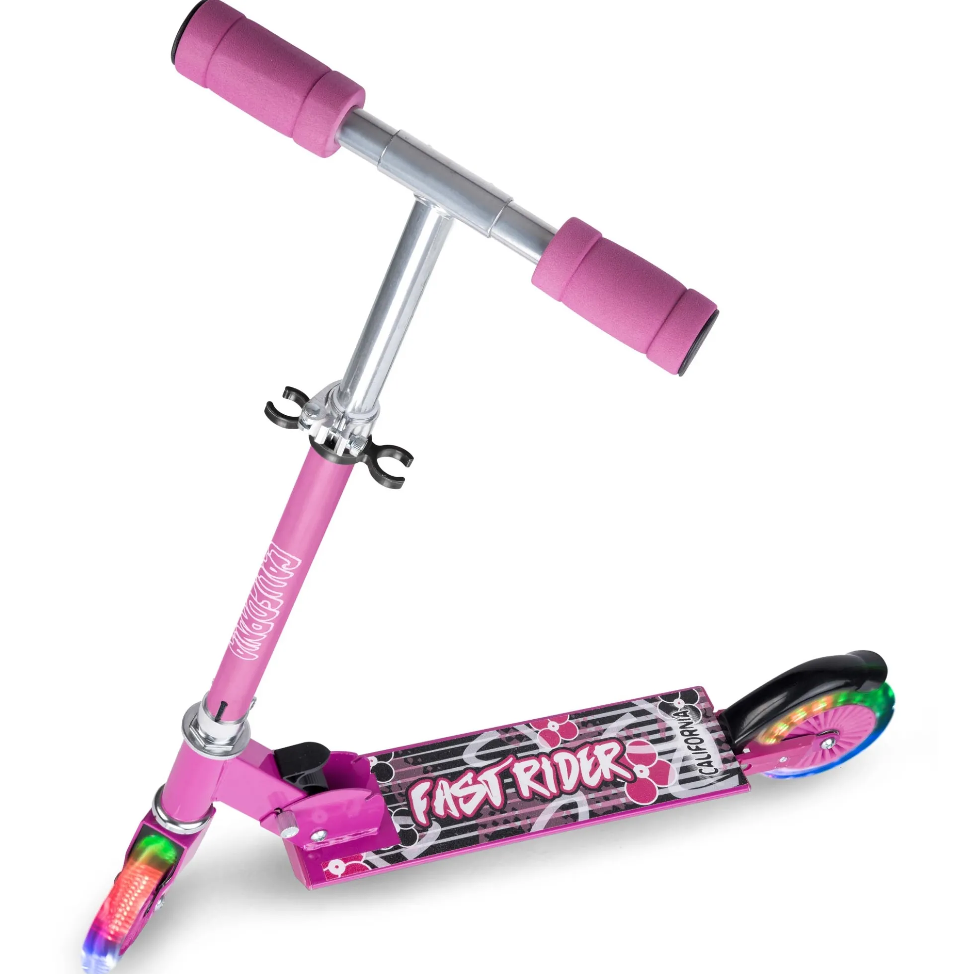 Løbehjul med LED-lys i hjulene - Pink
