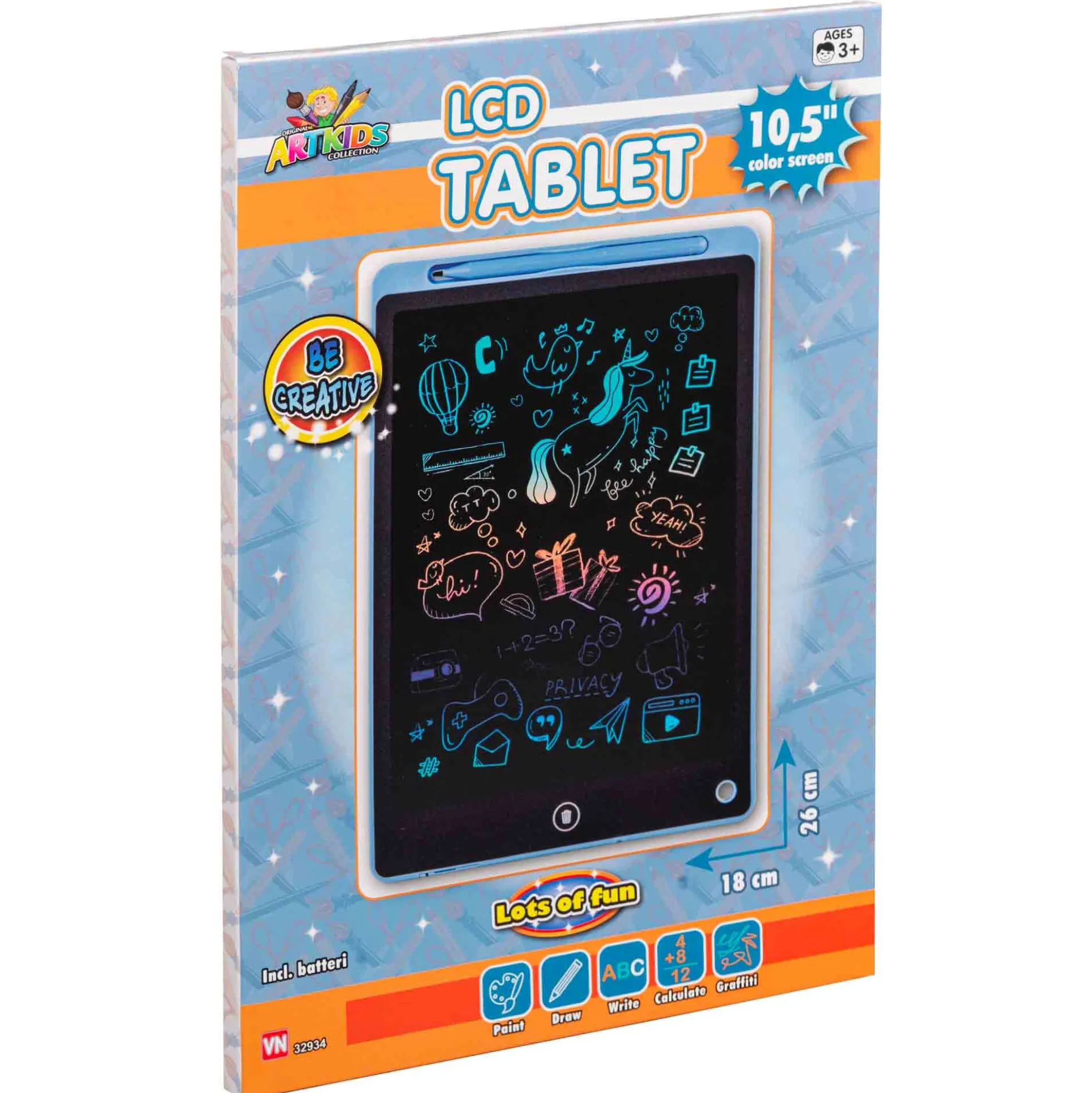 LCD Skrivetablet til Børn - 10,5" Skærm - Kreativ Leg og Læring