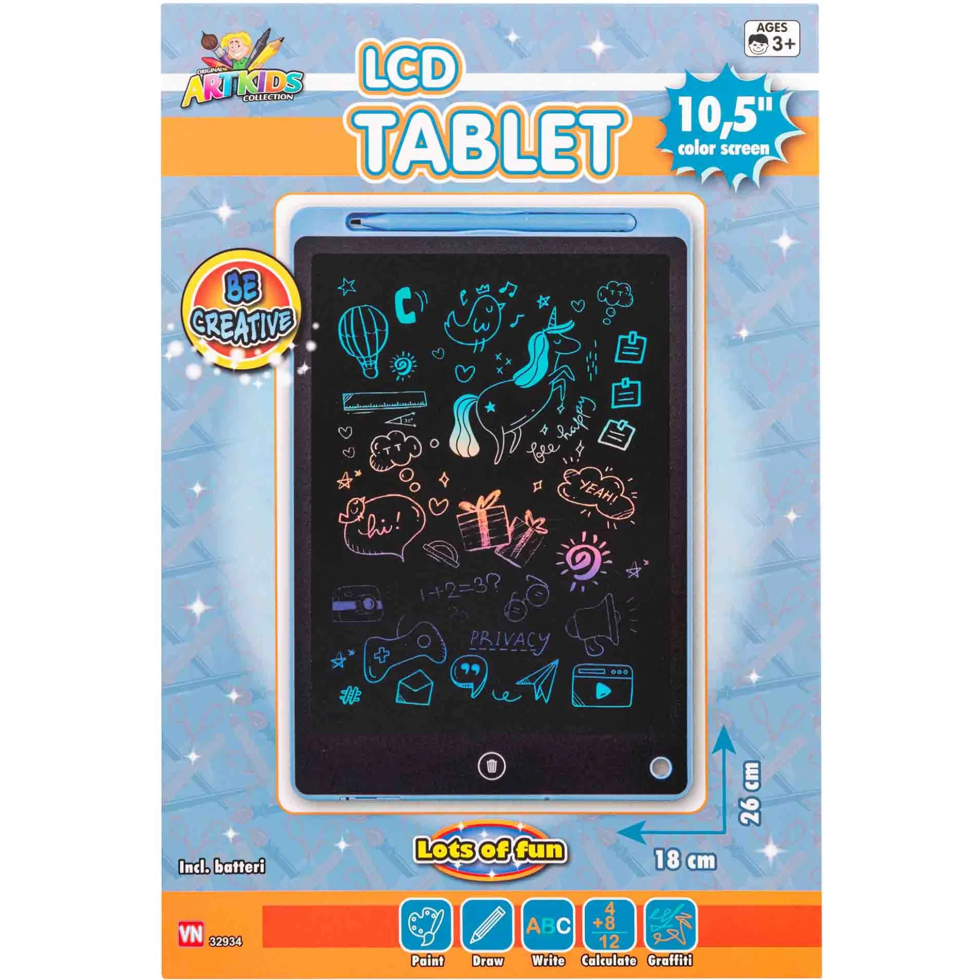 LCD Skrivetablet til Børn - 10,5" Skærm - Kreativ Leg og Læring