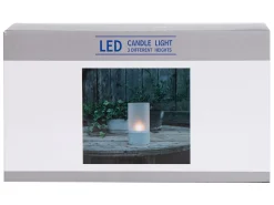 Led stearinlys - 3 stk. i cylinderglas - Bund med cement-look- 3D flammer