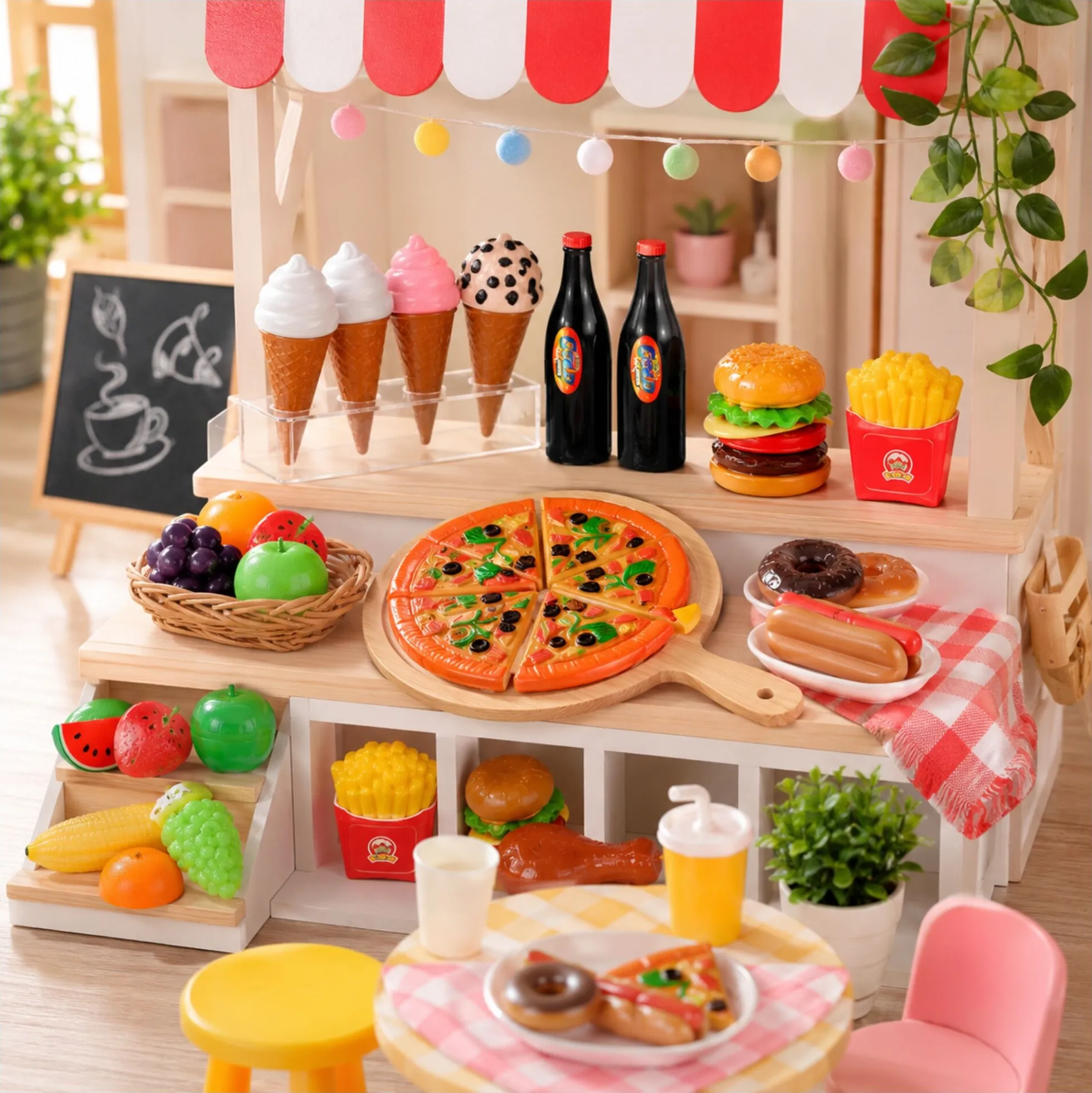 Legemad deluxesæt med fastfood, is og frugt - 44x65 cm - 114 dele
