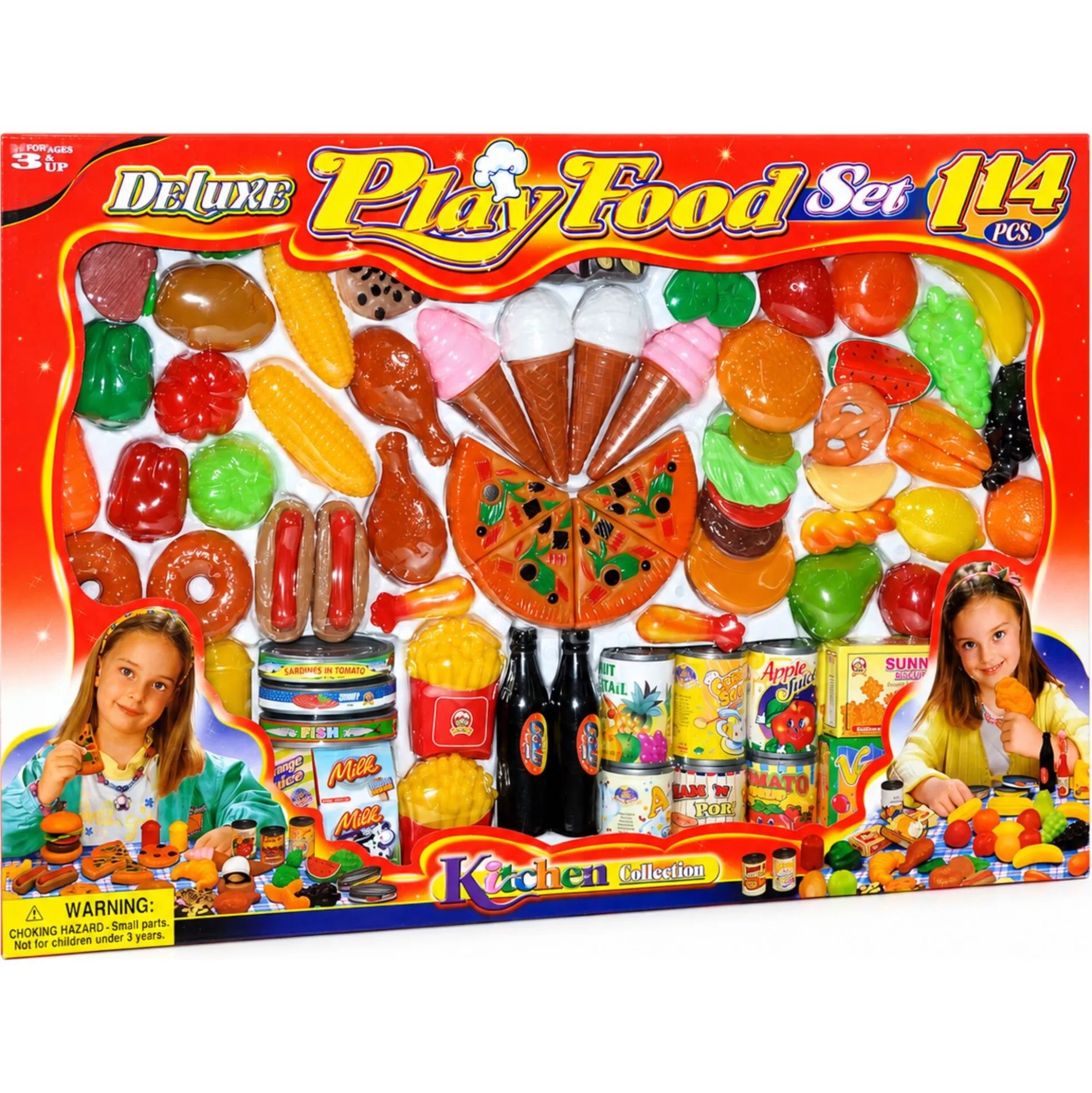 Legemad deluxesæt med fastfood, is og frugt - 44x65 cm - 114 dele