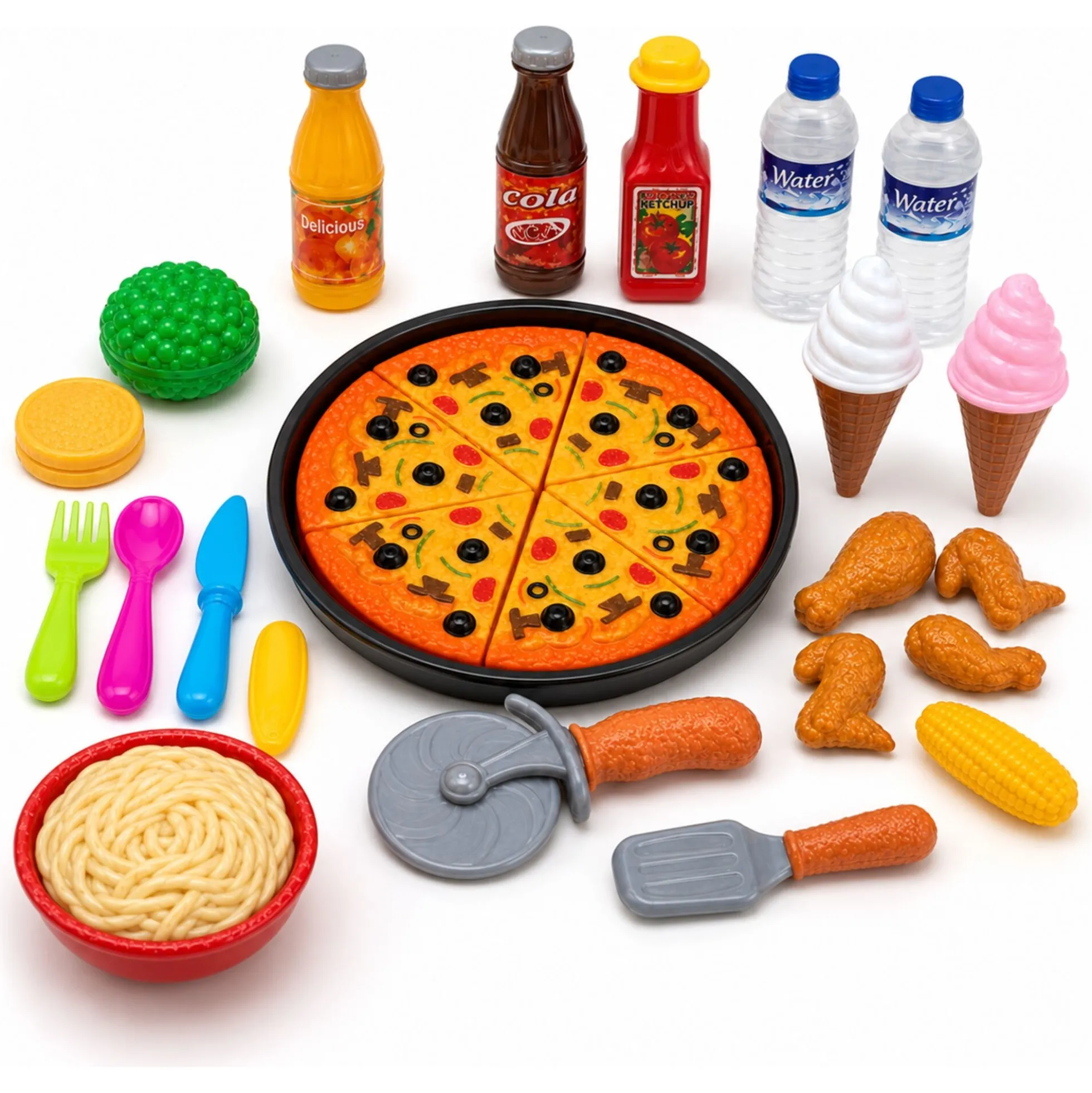Legemad pizza med velcro - 41x31 cm - 30 dele