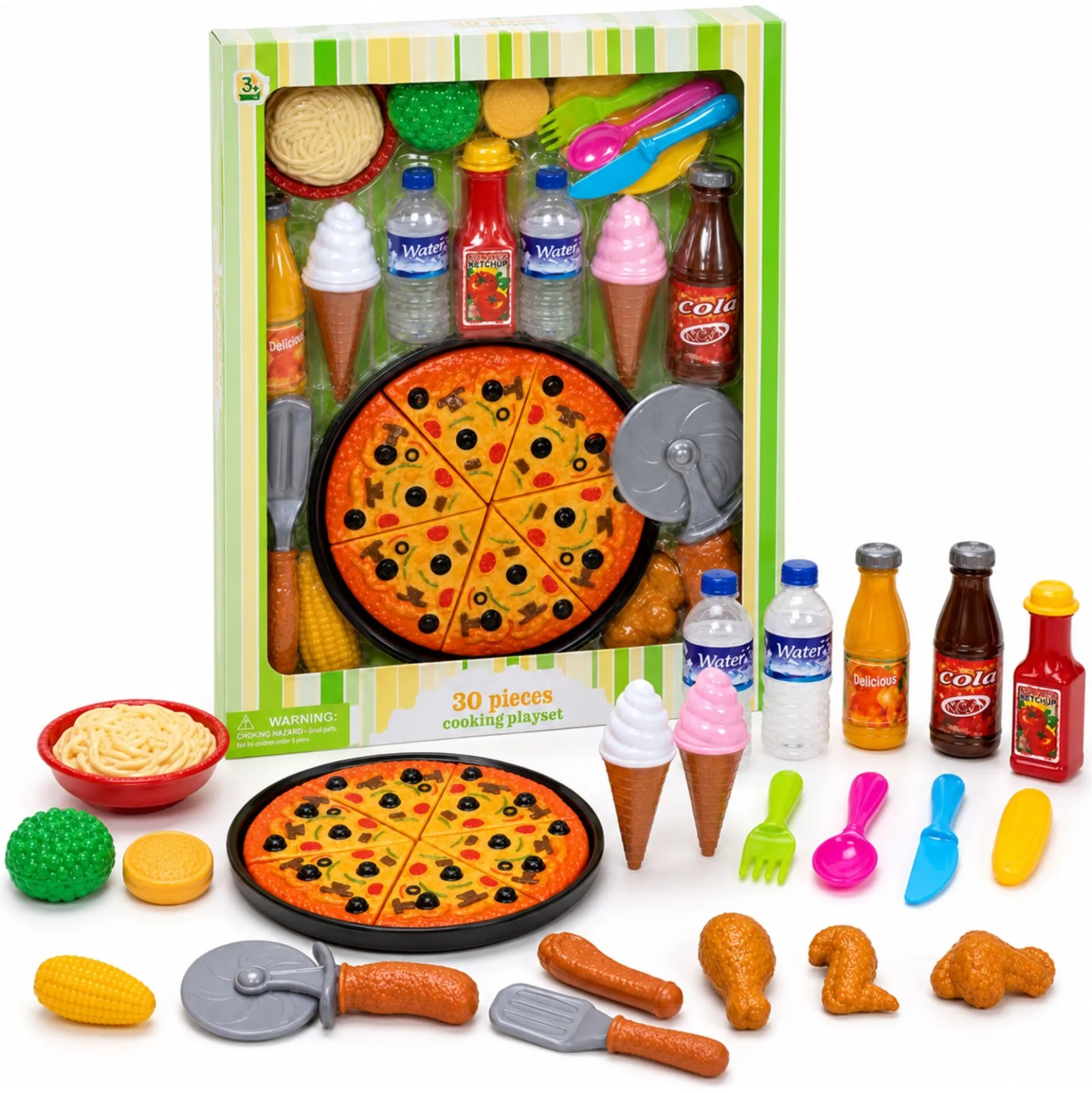 Legemad pizza med velcro - 41x31 cm - 30 dele