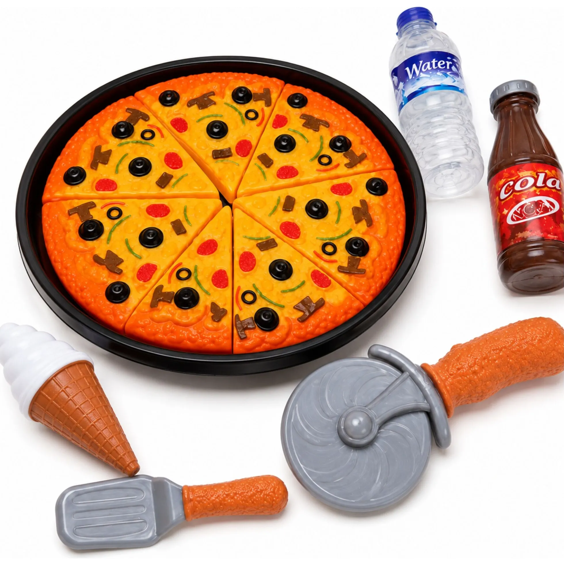 Legemad pizza med velcro - 41x31 cm - 30 dele