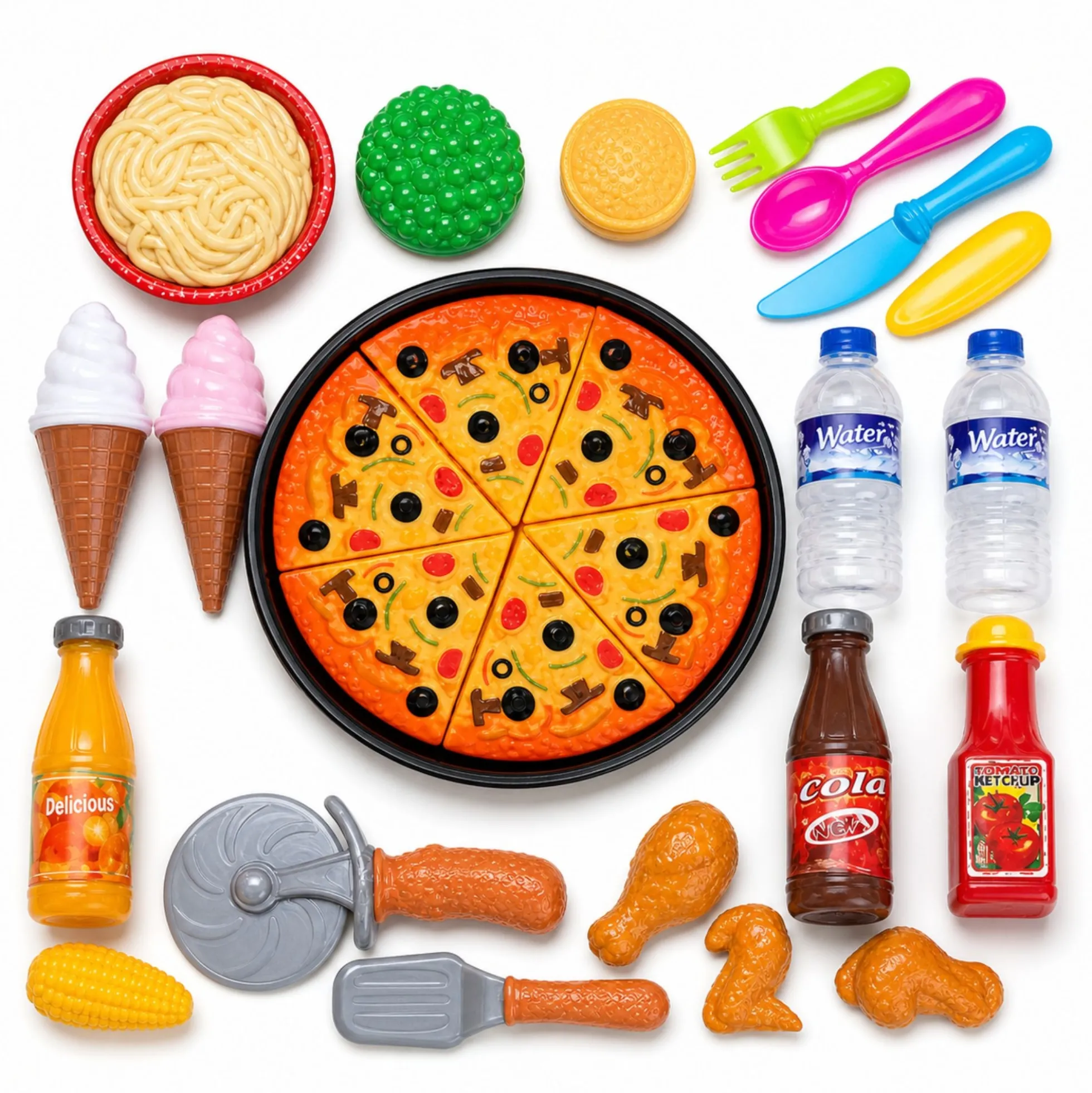 Legemad pizza med velcro - 41x31 cm - 30 dele