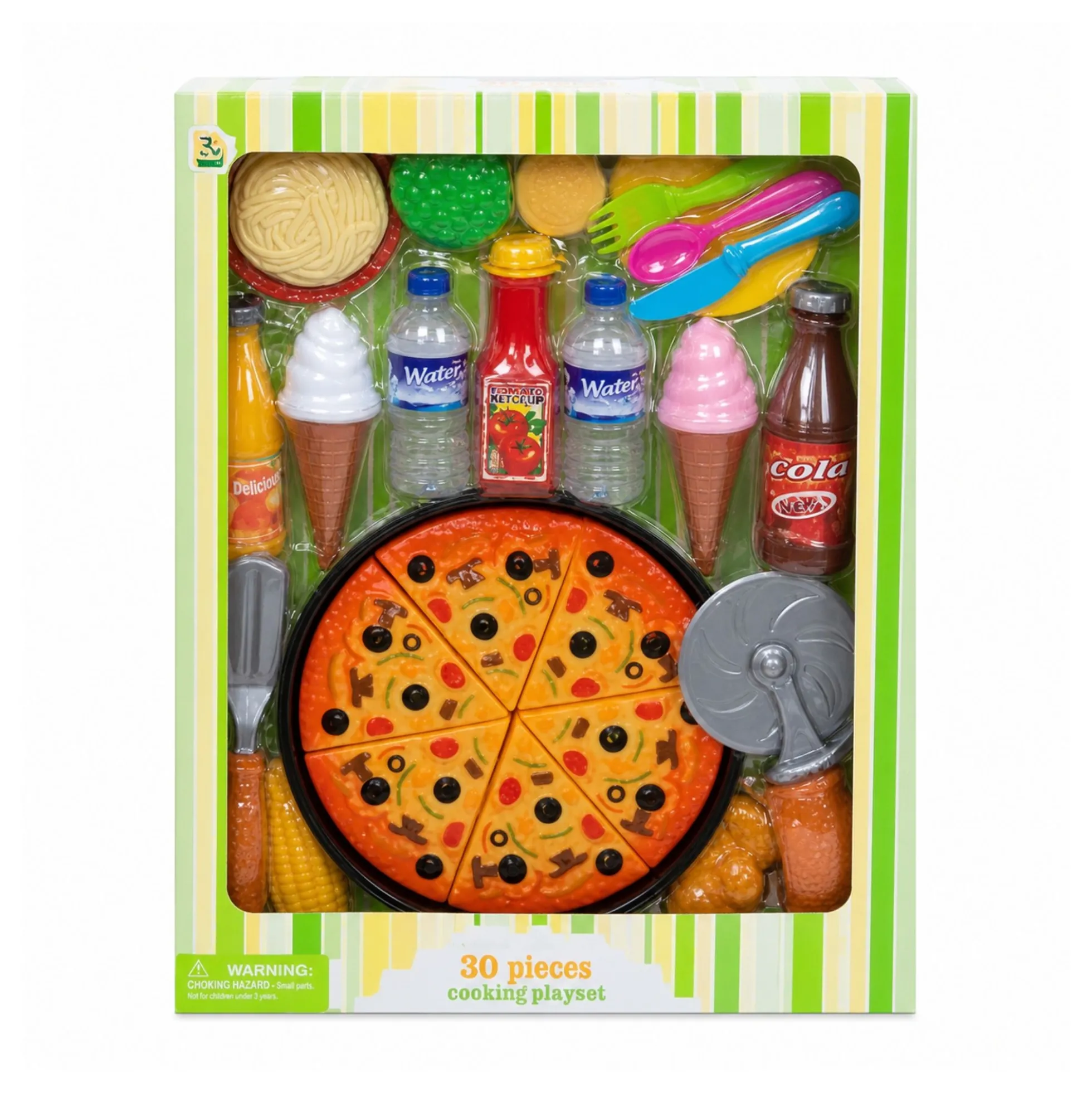 Legemad pizza med velcro - 41x31 cm - 30 dele